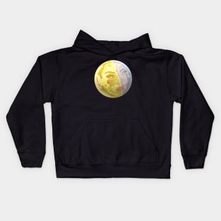 Woman's Face in Sun and Moon (Black Background) Kids Hoodie